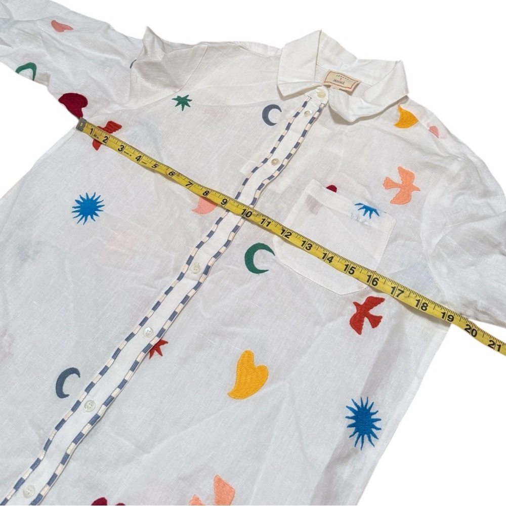 TOMBOY SHIRT SEZANE PANGEA BLOUSE BUTTON UP TOP WHITE NWT SIZE 36 Embroidery - Picture 8 of 10